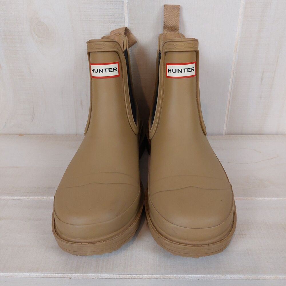 Hunter Commando Chelsea Rain Boots Women's Size 5 Utility Brown Rubber - Picture 5 of 8